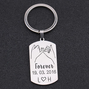 Engraved Keychain Couple Name Anniversary Gift