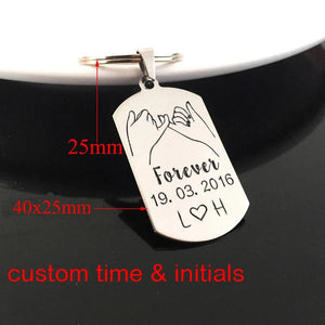 Engraved Keychain Couple Name Anniversary Gift