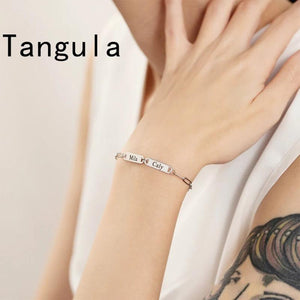 Tangula Personalized Stainless Steel Bracelet with Names - Wedding Jewelry