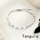 Tangula Personalized Stainless Steel Bracelet with Names - Wedding Jewelry