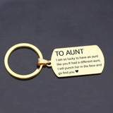 Aunt Stainless Steel Dog Tag Keychain: Lucky to Have You