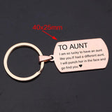 Aunt Stainless Steel Dog Tag Keychain: Lucky to Have You