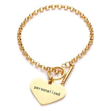 Love Heart Bracelet 3 Charm Bangle Stainless Steel Personalized Women Gift