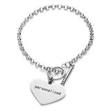 Love Heart Bracelet 3 Charm Bangle Stainless Steel Personalized Women Gift