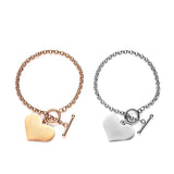 Love Heart Bracelet 3 Charm Bangle Stainless Steel Personalized Women Gift