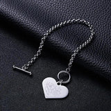 Love Heart Bracelet 3 Charm Bangle Stainless Steel Personalized Women Gift