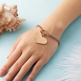 Love Heart Bracelet 3 Charm Bangle Stainless Steel Personalized Women Gift