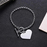 Love Heart Bracelet 3 Charm Bangle Stainless Steel Personalized Women Gift
