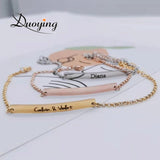 Custom Name Bracelet Stainless Steel Engraved Chain Bar Gift