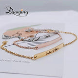 Custom Name Bracelet Stainless Steel Engraved Chain Bar Gift
