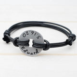 Personalized Name Bracelet Leather Rope Couple Gift