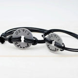 Personalized Name Bracelet Leather Rope Couple Gift