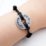 Personalized Name Bracelet Leather Rope Couple Gift