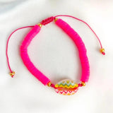 Multi-Color Soft Ceramics Bead Bracelet with Shell Embellishment