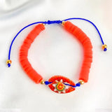 Multi-Color Soft Ceramics Bead Bracelet with Shell Embellishment