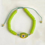Multi-Color Soft Ceramics Bead Bracelet with Shell Embellishment