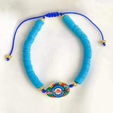 Multi-Color Soft Ceramics Bead Bracelet with Shell Embellishment