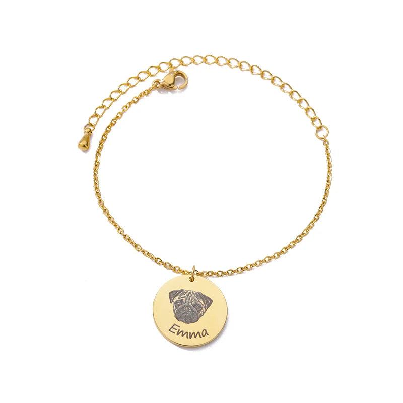 Pet Portrait Name Bracelet for Women