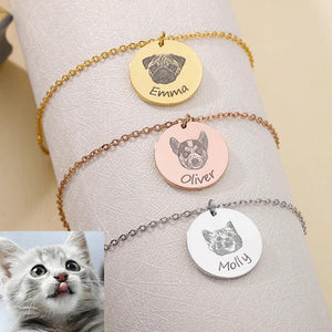Pet Portrait Name Bracelet for Women