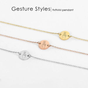 Stainless Steel Round Pendant Engraved Bracelet