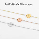 Stainless Steel Round Pendant Engraved Bracelet