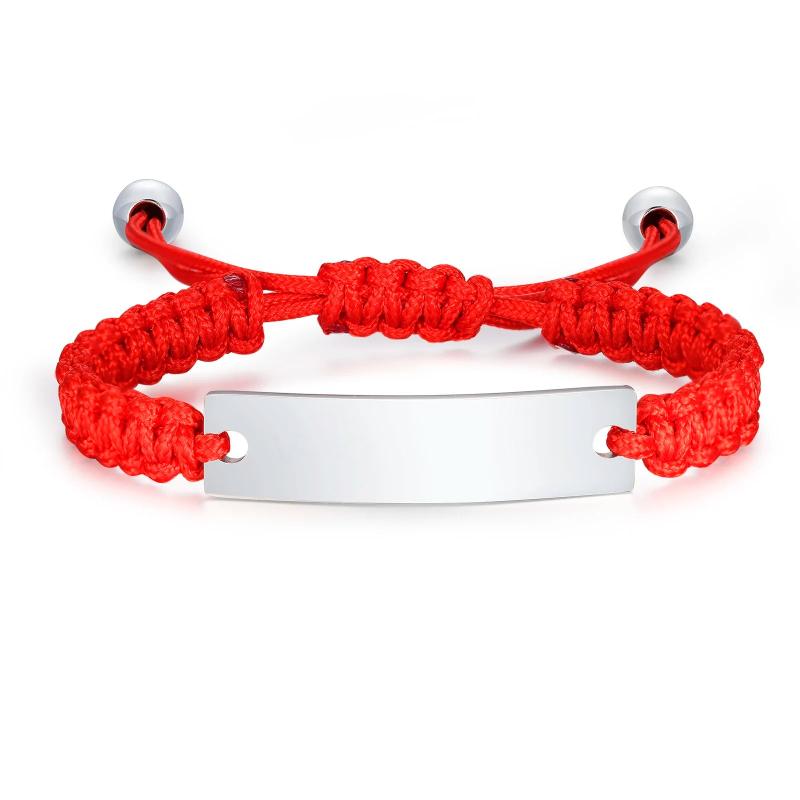 Adjustable Braided Bracelet with Stainless Steel Bar, Personalized
