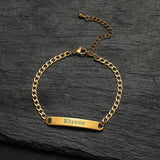 Engraved Name Bracelet Stainless Steel Chain Bracelets for Lover