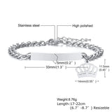Personalized Crown Chain Name Bracelet for Women