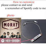 Personalized Music Code Bracelet Engraved Text Name Bangle for Women