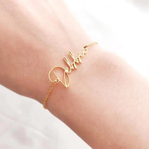 Name Bracelet Personalized Handwritten Signature Pendant Stainless Steel Jewelry