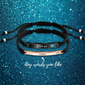 PolishedPlus Name Bracelet Rope Braided Bangle Stainless Steel Couples