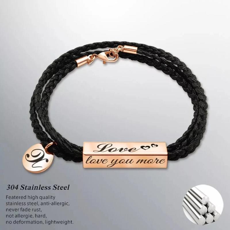 1pc Personalized His & Her Initial Braided Bracelet - Rose Friendship Bracelet
