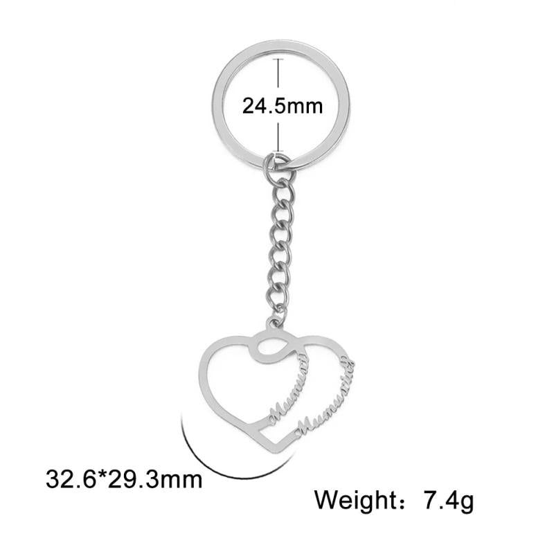 Lemegeton Name Keychain Heart Keychain for Women Stainless Steel Key Ring