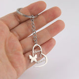 Lemegeton Name Keychain Heart Keychain for Women Stainless Steel Key Ring
