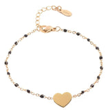 Personalized Red Bead Bracelet Engraved Name Stainless Steel Bangle