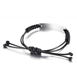 Personalized Woven Leather Name Bracelet Women's Bangle Stainless Steel