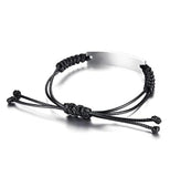 Personalized Woven Leather Name Bracelet Women's Bangle Stainless Steel