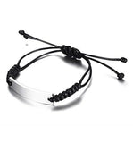 Personalized Woven Leather Name Bracelet Women's Bangle Stainless Steel