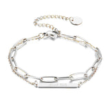 Layer Bracelet Personality Nameplate Rectangle Pendant Stainless Steel Bracelet