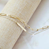 Layer Bracelet Personality Nameplate Rectangle Pendant Stainless Steel Bracelet