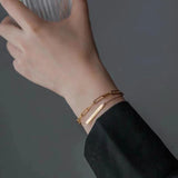 Layer Bracelet Personality Nameplate Rectangle Pendant Stainless Steel Bracelet