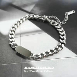 Engraving Name Letters Bracelets Stainless Steel Cuban Chain Couple Jewelry