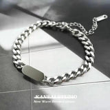 Engraving Name Letters Bracelets Stainless Steel Cuban Chain Couple Jewelry
