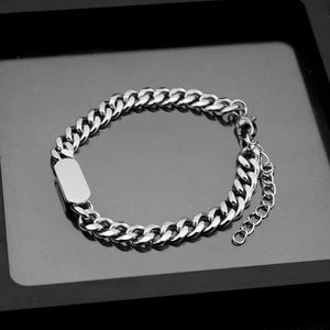 Engraving Name Letters Bracelets Stainless Steel Cuban Chain Couple Jewelry