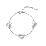 Personalized 3 Hearts Bracelet with Engraved Name Stainless Steel