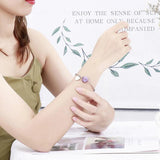 Engraved Heart Bracelet Stainless Steel Chain Glass Stones