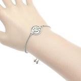 Yin Yang Bracelet with Engraved Letters Stainless Steel for Women
