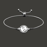 Yin Yang Bracelet with Engraved Letters Stainless Steel for Women