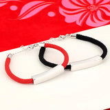 Customized Red Rope Bracelet Silver Bangles Unisex Charms Chain
