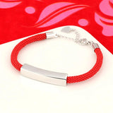 Customized Red Rope Bracelet Silver Bangles Unisex Charms Chain